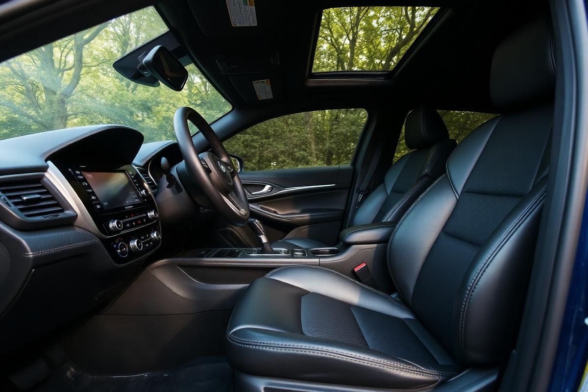 Clean interior of a pre-owned car with touchscreen infotainment